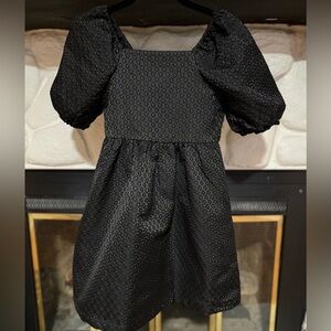 Copper Key Black Textured Kids Dress